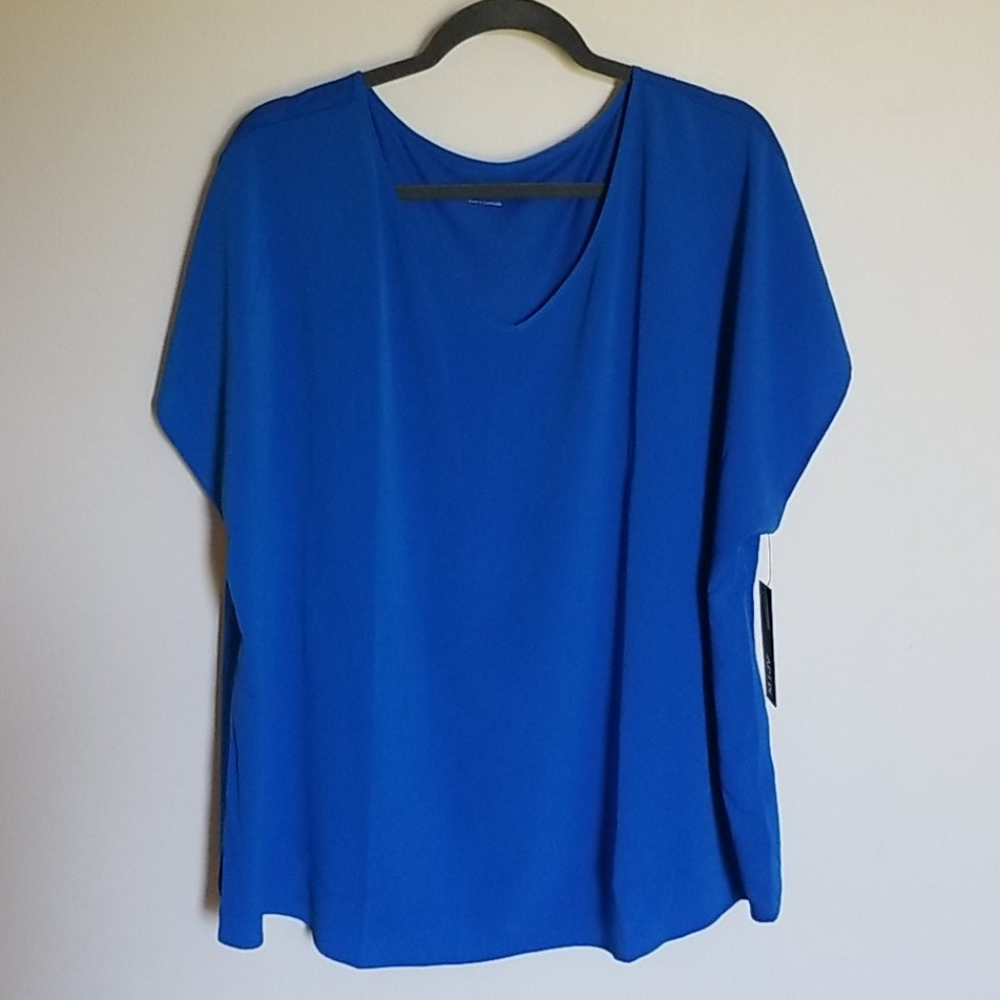 Apt. 9 Blue V-Neck Blouse 1X